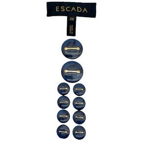 Luxury Designer ESCADA Replacement Buttons Gold Tone Navy Blue Each Branded